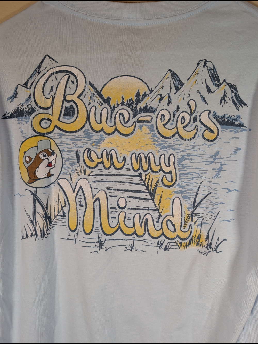 Buc-ee’s Graphic T Shirt Mens Medium Blue Mountain Outdoors Beaver NWT